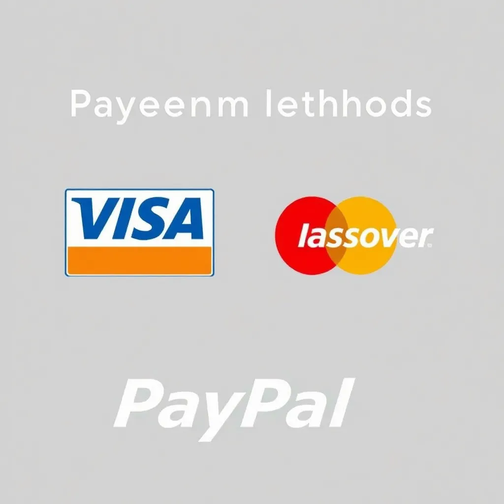 Payment methods logos: Visa, Mastercard, Discover, PayPal